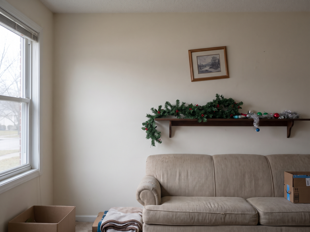 Bare living room wall before